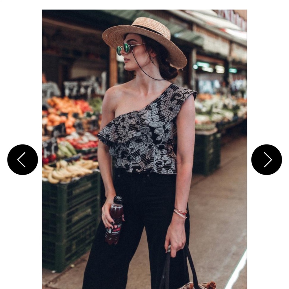 New Zara woman gingham floral one shoulder top